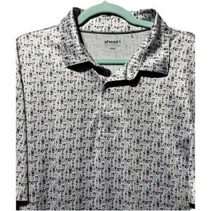 AHEAD‎ Performance Shirt Mens Large Golf Cocktails Drinks AOP Hidden Creek Logo